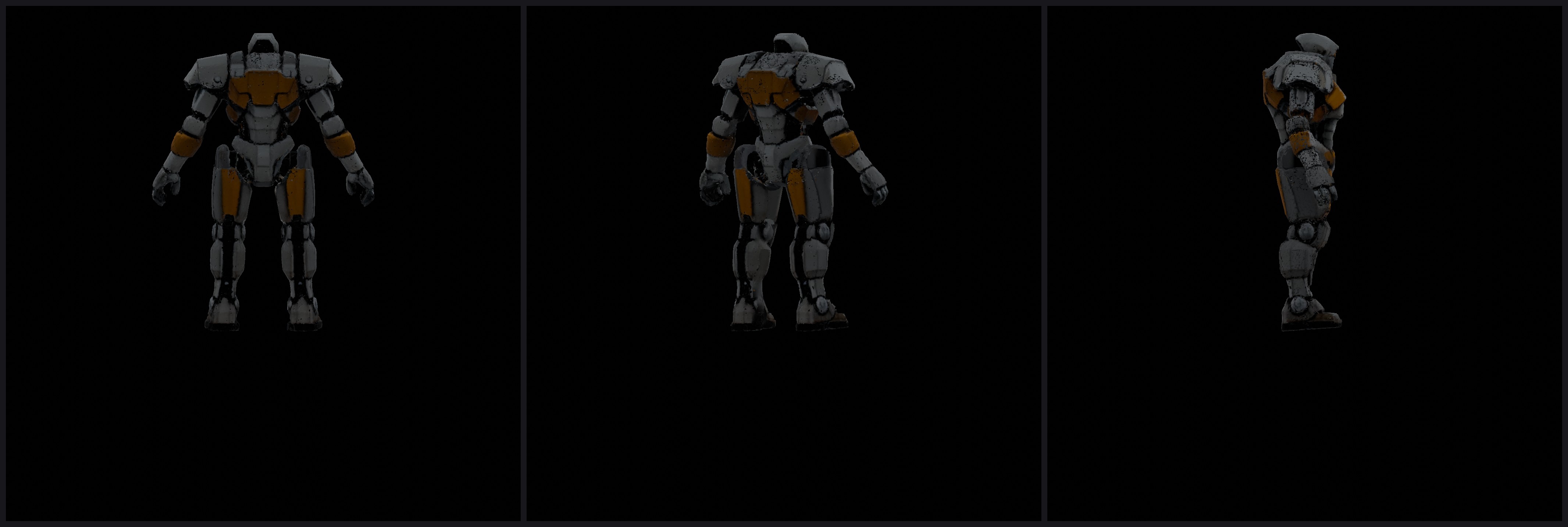 a01 forged mech, three views
